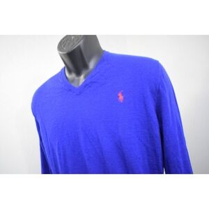 Polo Ralph Lauren Merino Wool Pullover Sweater Blue Custom Fit Mens Size Large